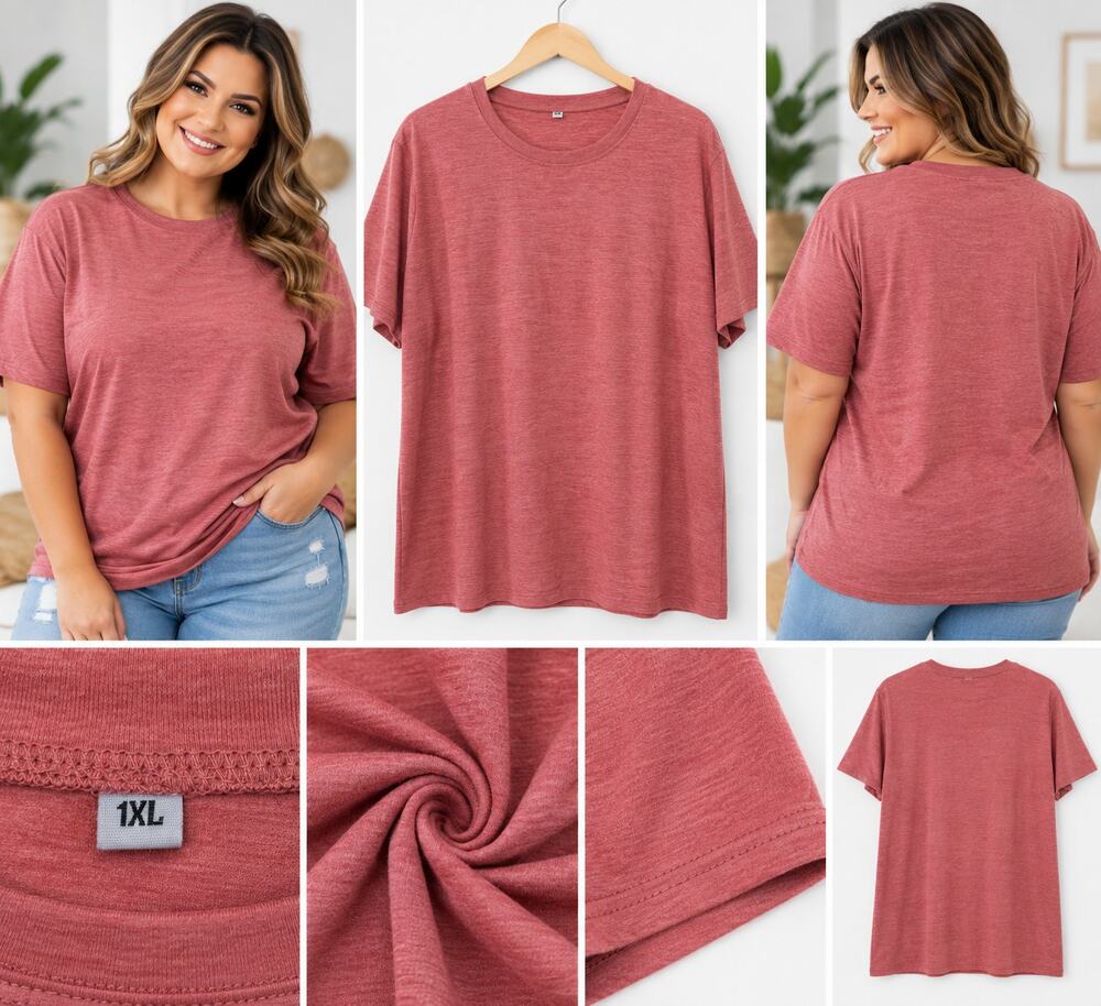 Women’s Heathered Dusty Rose Basic T-Shirt – Size 1XL